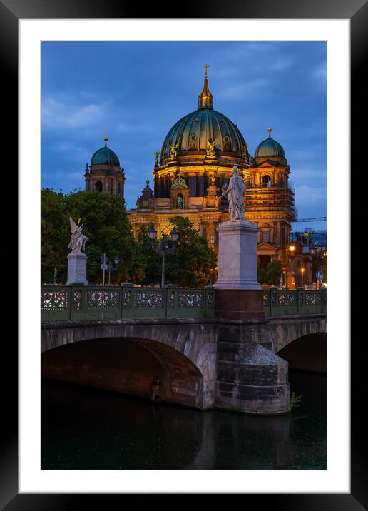 Berlin Cathedral And Schloss Bridge In Berlin Framed Mounted Print by Artur Bogacki