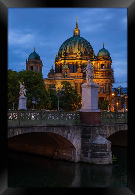 Berlin Cathedral And Schloss Bridge In Berlin Framed Print by Artur Bogacki