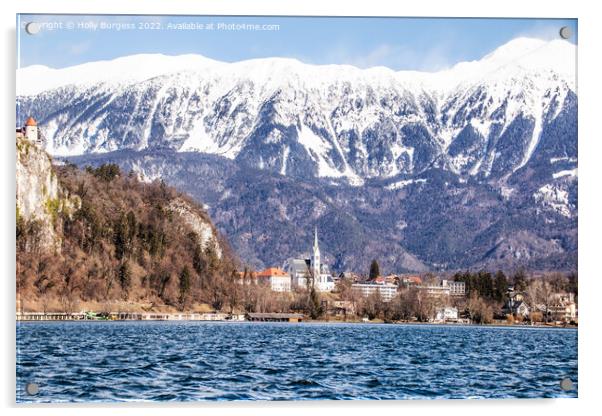 Serene Slovenian Sanctuary: Lake Bled Acrylic by Holly Burgess