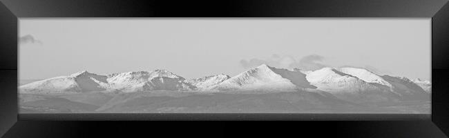 Arran mountains capped with Winter snow (b&w) Framed Print by Allan Durward Photography