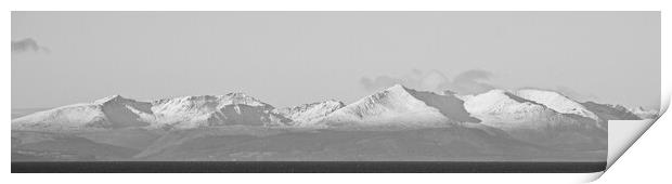Arran mountains capped with Winter snow (b&w) Print by Allan Durward Photography