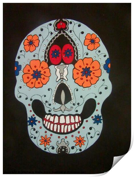 Blue Skull Print by Stephanie Moore