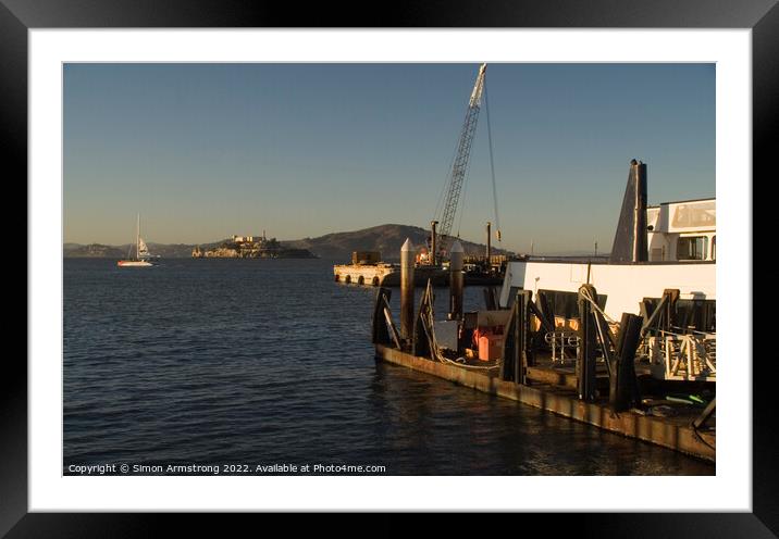 Alcatraz Island from Fisherman's Wharf Framed Mounted Print by Simon Armstrong