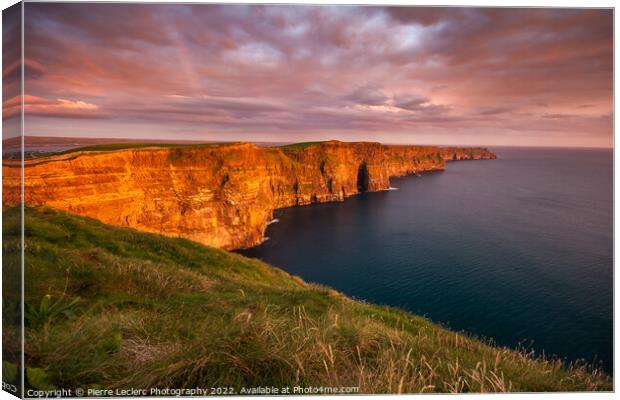 The Iconic Cliffs of Moher at sunset Canvas Print by Pierre Leclerc Photography