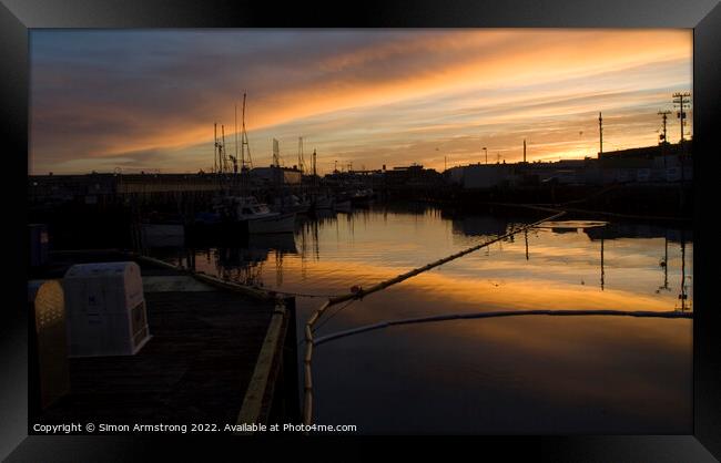 Sunrise at Fisherman's Wharf, SanFrancisco Framed Print by Simon Armstrong