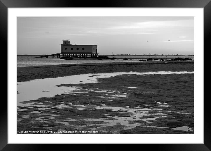 Lifeguard Building of Fuseta in Monochrome Framed Mounted Print by Angelo DeVal