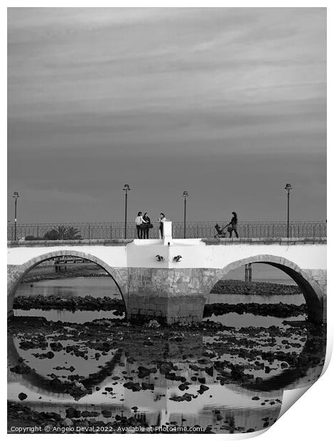 Arches of Old Tavira Bridge in Monochrome Print by Angelo DeVal