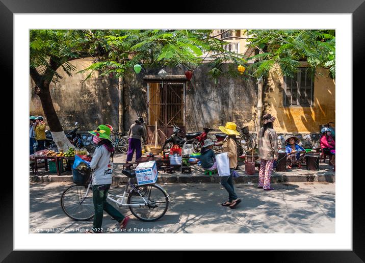 Typical street scene, Hoi An, Framed Mounted Print by Kevin Hellon
