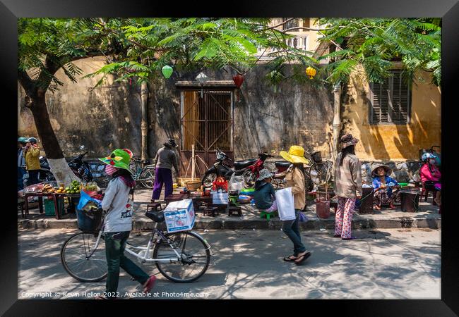 Typical street scene, Hoi An, Framed Print by Kevin Hellon