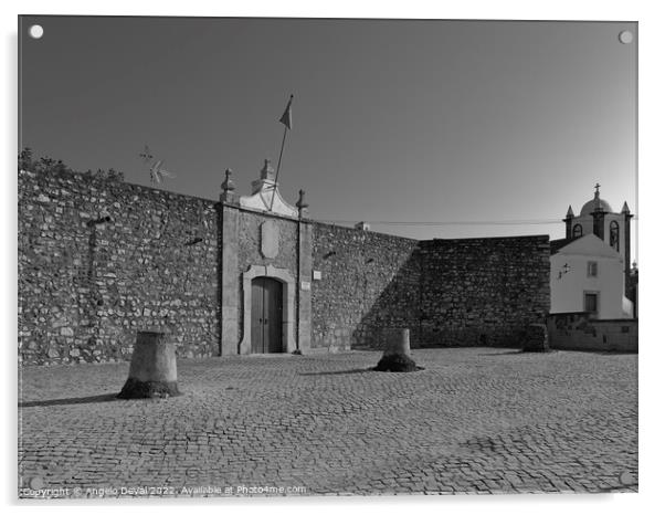 Cacela Velha Fort Square in Monochrome Acrylic by Angelo DeVal