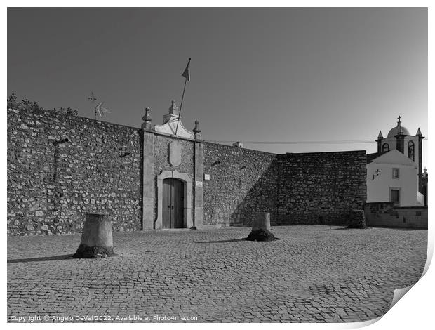 Cacela Velha Fort Square in Monochrome Print by Angelo DeVal
