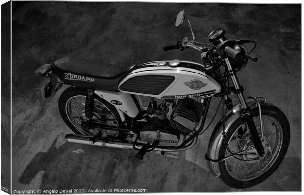 Zundapp Famel XF-17 Portuguese Motorcycle in Monochrome Canvas Print by Angelo DeVal