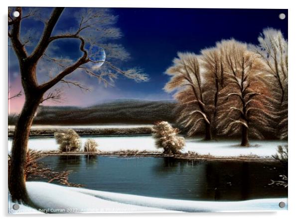 Serene Winter Wonderland Acrylic by Beryl Curran