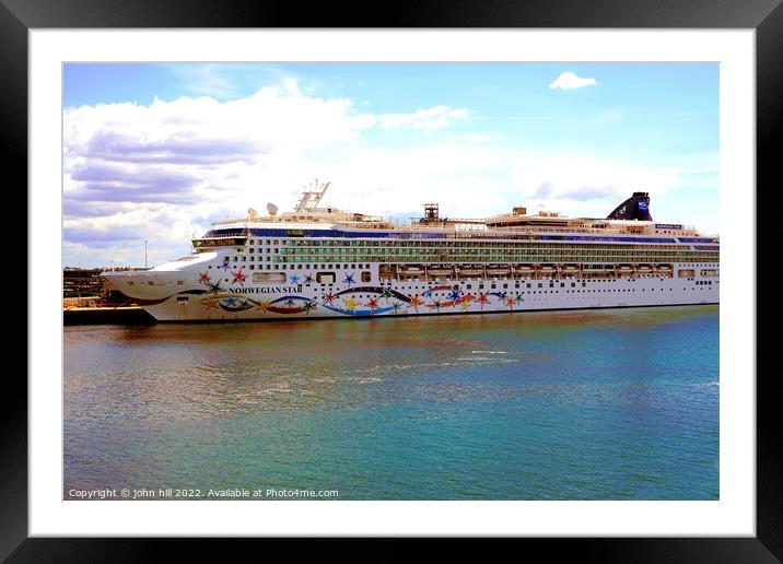 Cruise ship in Dock Framed Mounted Print by john hill