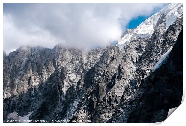 Spectacular mountain crags between glaciers in the alps. Print by Joaquin Corbalan