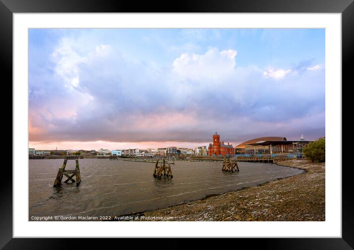 Autumn Sunset over Cardiff Bay, South Wales Framed Mounted Print by Gordon Maclaren