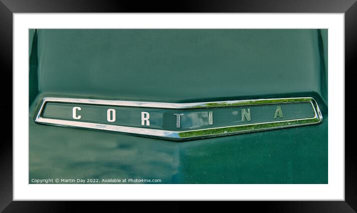 The Classic Ford Cortina Mark 1 Bonnet Badge Framed Mounted Print by Martin Day