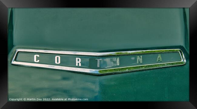 The Classic Ford Cortina Mark 1 Bonnet Badge Framed Print by Martin Day