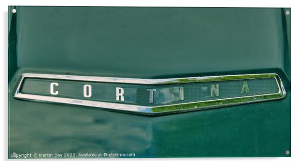 The Classic Ford Cortina Mark 1 Bonnet Badge Acrylic by Martin Day