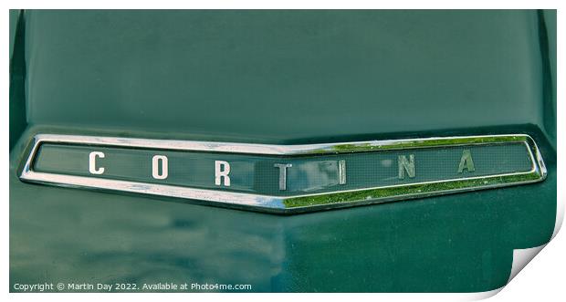 The Classic Ford Cortina Mark 1 Bonnet Badge Print by Martin Day