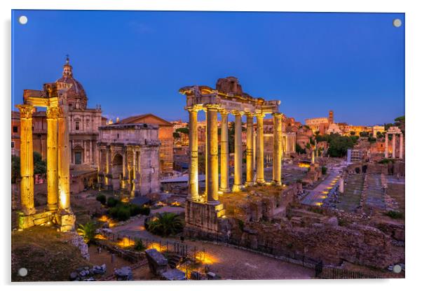 Nightfall At The Roman Forum In Rome Acrylic by Artur Bogacki