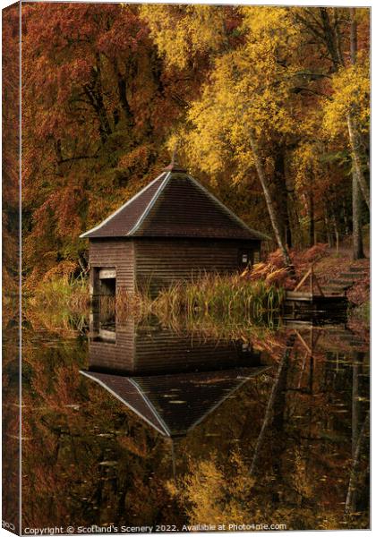 Loch Dunmore boat house Canvas Print by Scotland's Scenery