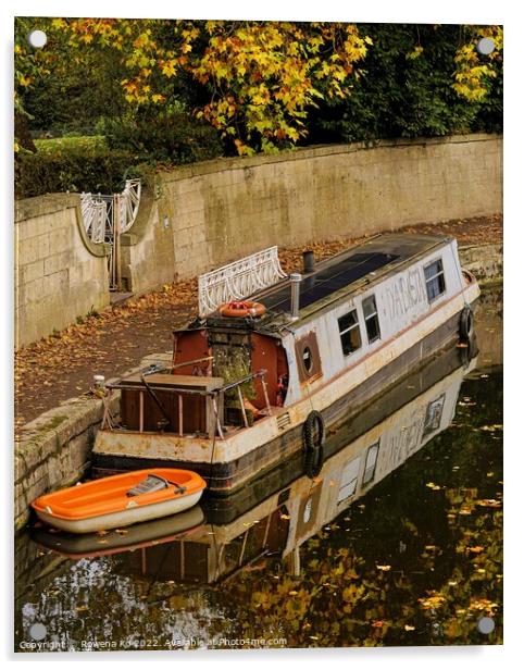 Autumn along the canal near the Sydney Garden in Bath  Acrylic by Rowena Ko