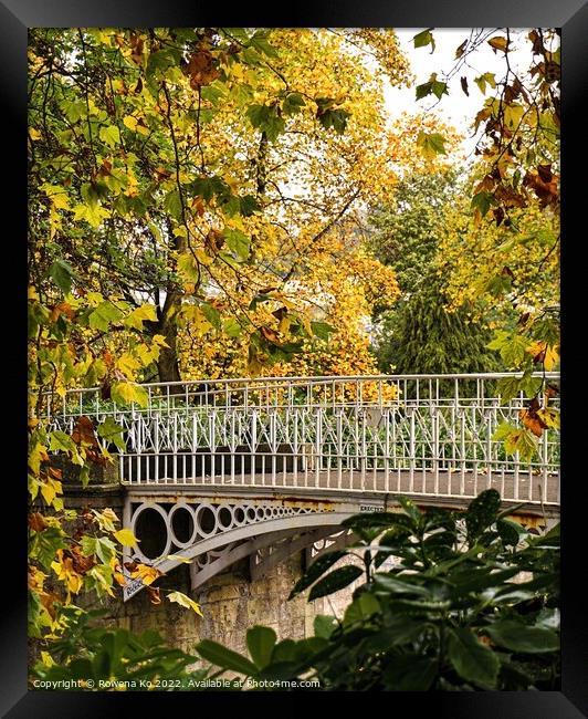 A bridge heading towards autumn Framed Print by Rowena Ko