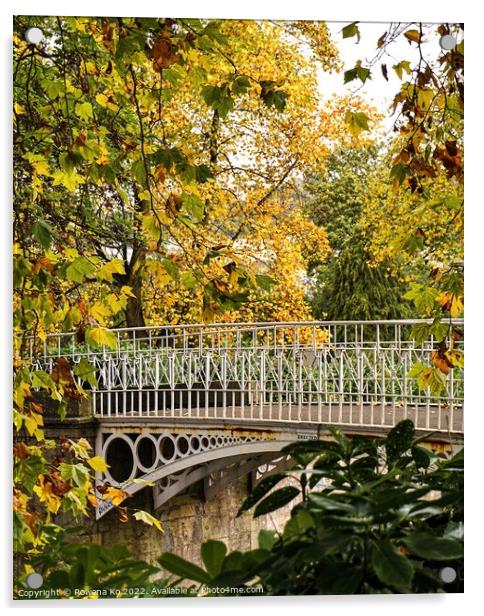 A bridge heading towards autumn Acrylic by Rowena Ko