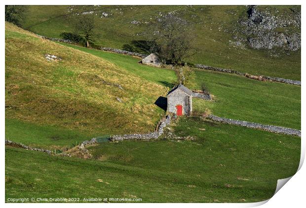 Dowel Dale Barns in early light Print by Chris Drabble