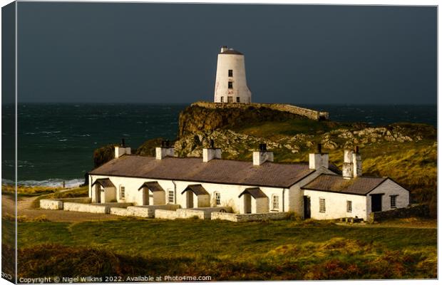 Twr Mawr Lighthouse and Pilots Cottages, Anglesey Canvas Print by Nigel Wilkins