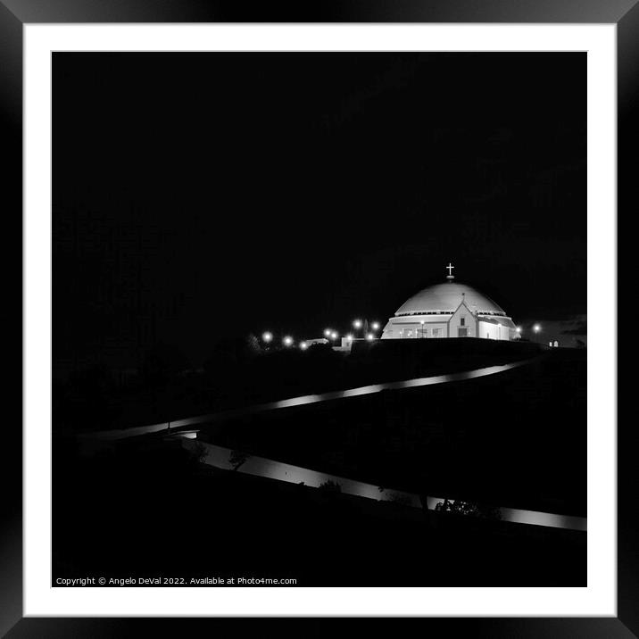 Our Lady of Mercy Sanctuary at Night in Loule Framed Mounted Print by Angelo DeVal