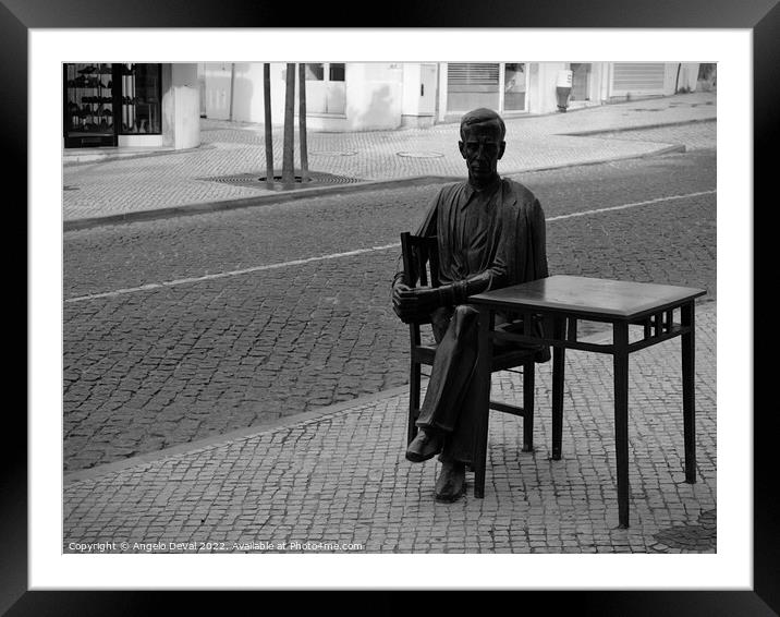 Poet Antonio Aleixo Statue in Loule  Framed Mounted Print by Angelo DeVal