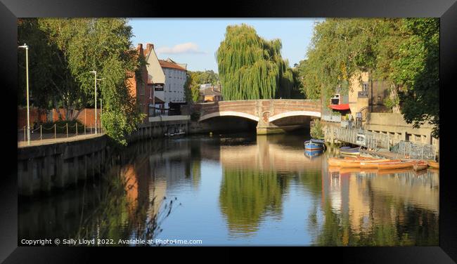 View of Fye Bridge Norwich Framed Print by Sally Lloyd