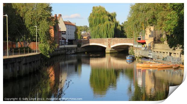 View of Fye Bridge Norwich Print by Sally Lloyd