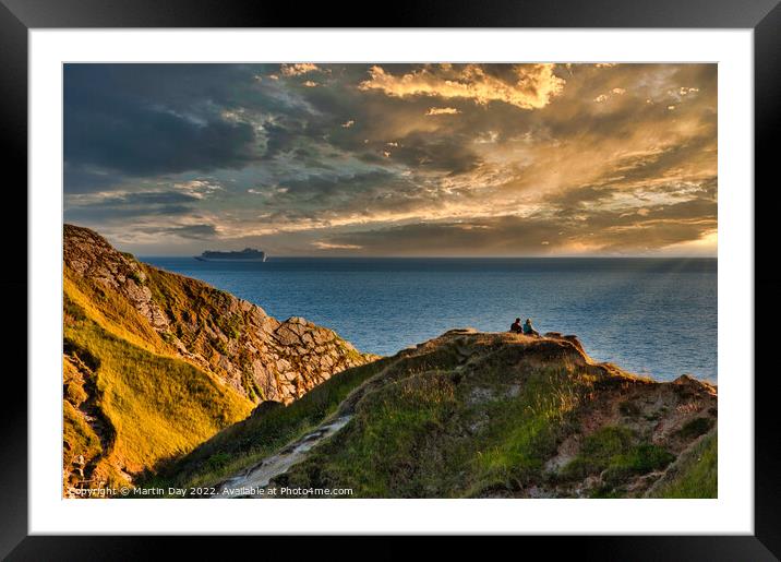 Basking in Durdle Door's Golden Hour Framed Mounted Print by Martin Day