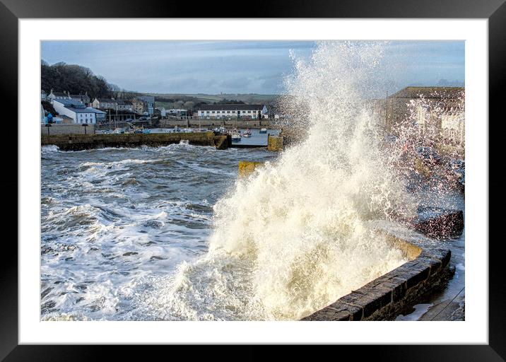splash it about Porthleven Framed Mounted Print by kathy white