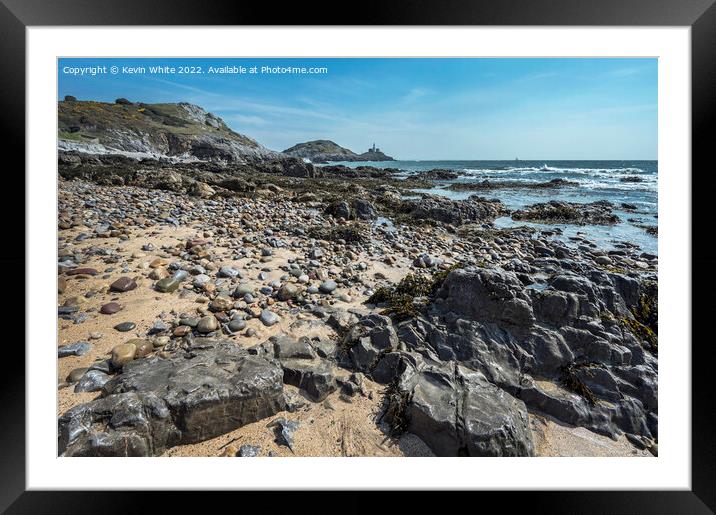 Bracelet bay and Mumbles light house Framed Mounted Print by Kevin White