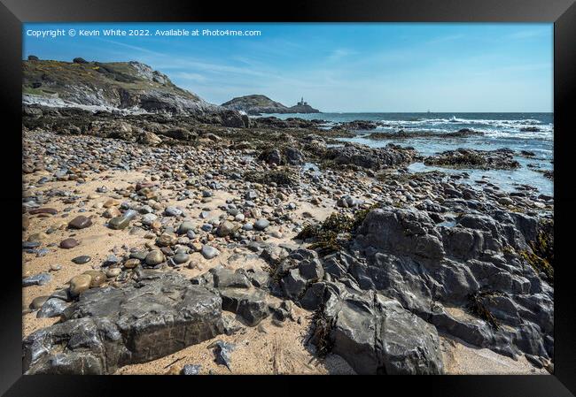 Bracelet bay and Mumbles light house Framed Print by Kevin White