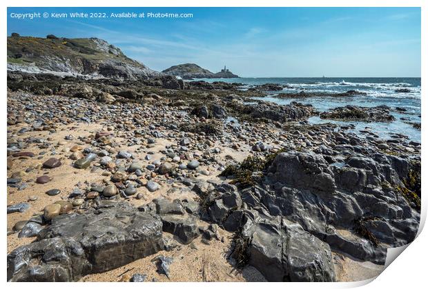 Bracelet bay and Mumbles light house Print by Kevin White