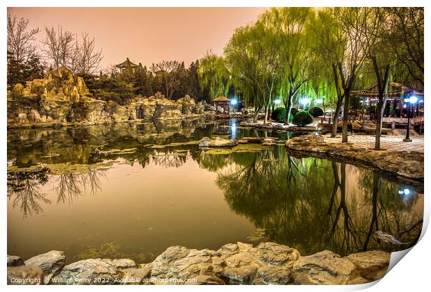 Stone Garden Pond Reflection Temple of Sun Beijing China Print by William Perry