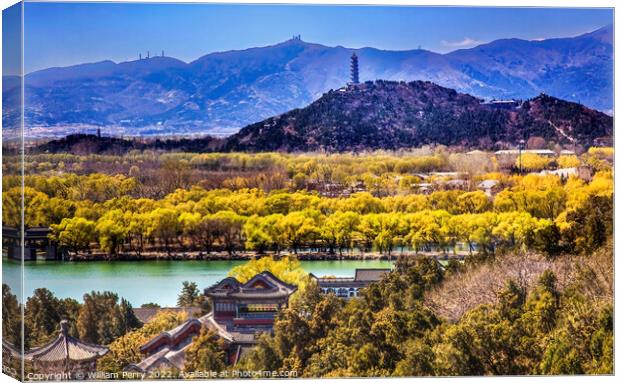 Yu Feng Pagoda Lonevity Hill Lake Summer Palace Beijing China Canvas Print by William Perry