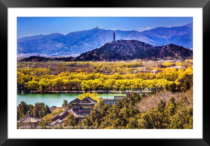Yu Feng Pagoda Lonevity Hill Lake Summer Palace Beijing China Framed Mounted Print by William Perry