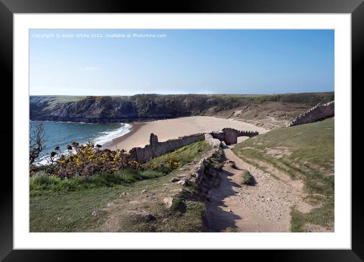 Walk down to Barfundle beach Framed Mounted Print by Kevin White