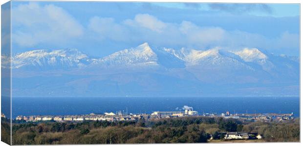 A wintry view of Troon and Arrans mountains Canvas Print by Allan Durward Photography