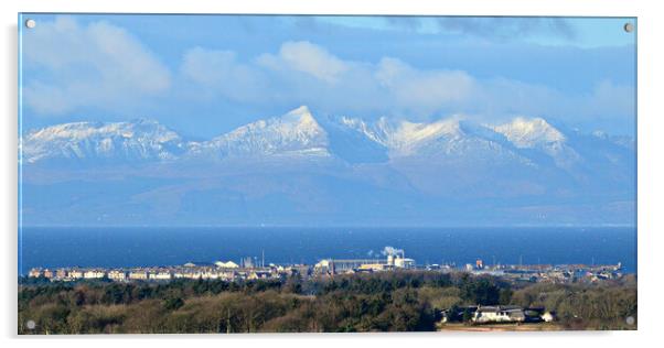 A wintry view of Troon and Arrans mountains Acrylic by Allan Durward Photography