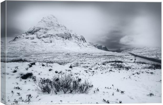 Glencoe in Winter Buachaille Etive Beag  Scotland Canvas Print by Barbara Jones