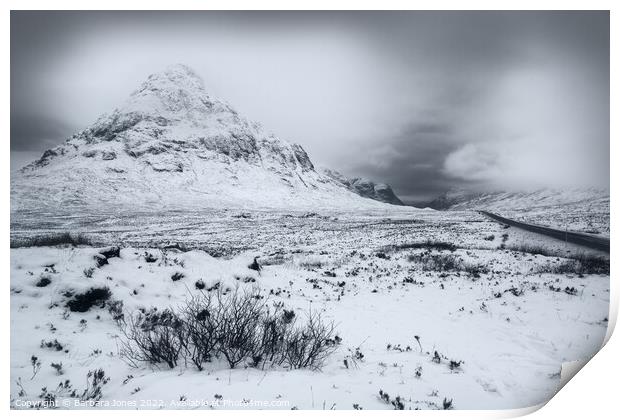 Glencoe in Winter Buachaille Etive Beag  Scotland Print by Barbara Jones