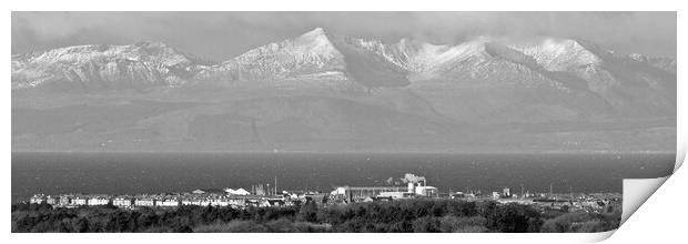  Troon and Arran`s mountains Print by Allan Durward Photography