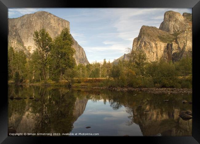 El Capitan and Cathedral Spires Framed Print by Simon Armstrong